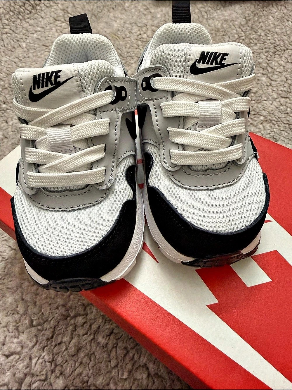 Nike Air Max 1 EasyOn (TD) ) White & Black Baby 4C